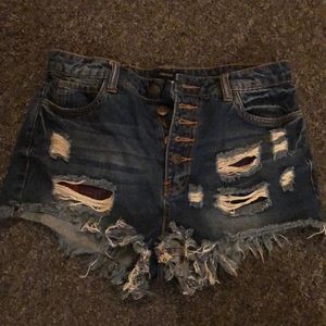 high wasted denim shorts